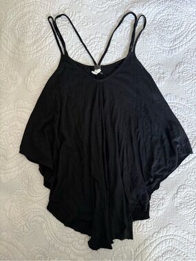 We The Free Black Draped Double-Strap V-Neck Tank